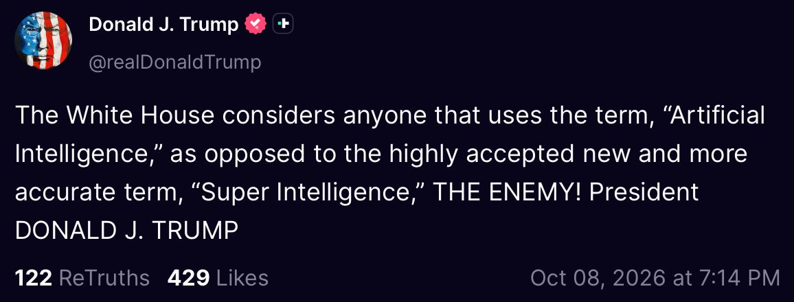 Trump Bans 'AI' Term: White House Now Says 'Super Intelligence'
